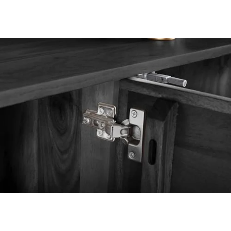 riess-ambiente TV-Board MOUNTAIN SOUL 160cm schwarz / grau-natur · Lowboard aus Massivholz (Einzelartikel, 1 St), hängend · Naturstein-Front · grifflos · mit Stauraum · Akazie · Design – Bild 6