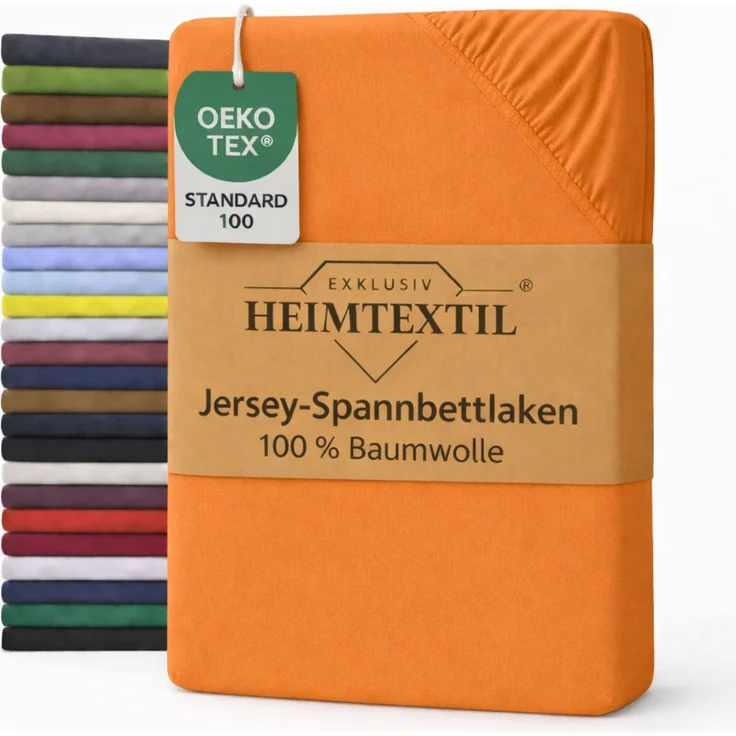 EXKLUSIV HEIMTEXTIL Jersey Spannbettlaken Premium 200x200 cm Terrakotta 100% Baumwolle Öko - Tex Zertifiziert Bed-Sheet Bettlaken Spannbetttuch Topper Leinentuch – Bild 1