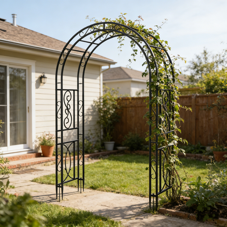 UNHO Gartenbogen aus Metall Schwarz 134 x 55 x 215 cm – Bild 2