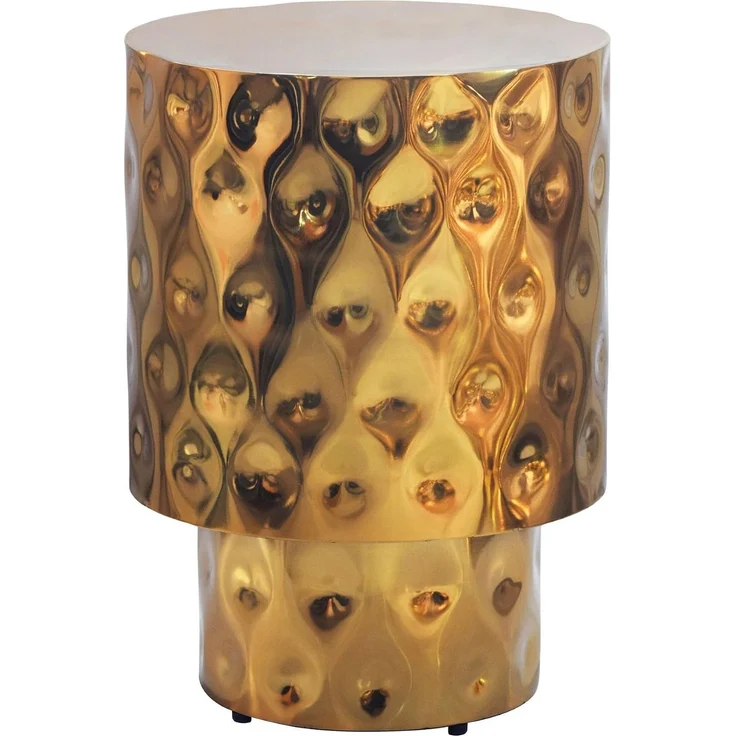 Beistelltisch Aluminium 36cm Gold Rund - Design Anstelltisch Metall - Loungetisch Alu - Moderner Sofatisch - Couchtisch Wohnzimmertisch Klein Handmade – Bild 1