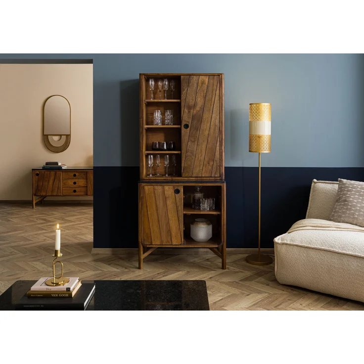 Buffet Mango 80x45x180 braun geölt / dunkler Granit LOS ANGELES #104 – Bild 3