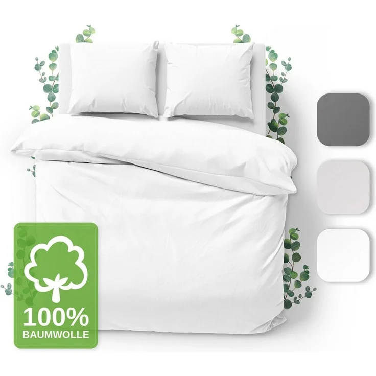 Jacobson Bettwäsche Set - 100% Baumwolle, Perkal, 3 teilig, Erhältlich in den Größen 135x200, 155x220, 200x200, 200x220, 240x220 – Bild 2