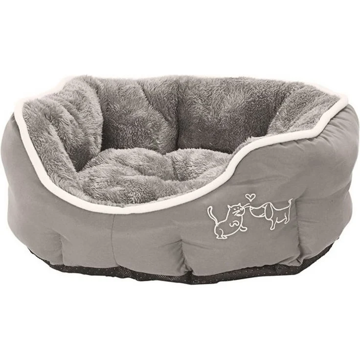 Dehner Tierbett Sammy, oval, grau, versch. Größen, hochwertiges Hundebett/Katzenbett, mit herausnehmbarem Liegekissen – Bild 4