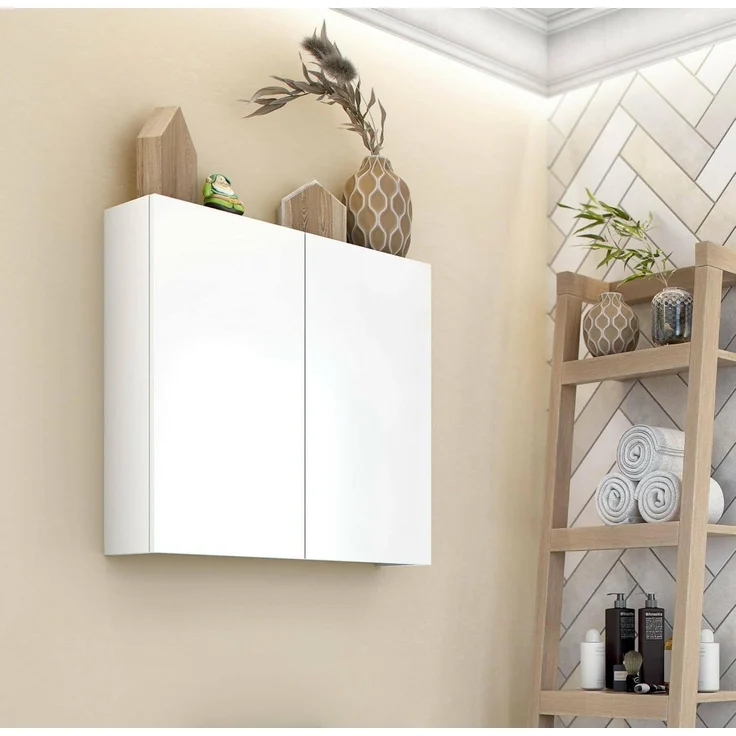 Dmora - Hängeschrank Connell, Oberschrank, Wandschrank, Multifunktionaler Zusatzschrank, 60x16 h60 cm, Glänzendes Weiß – Bild 1