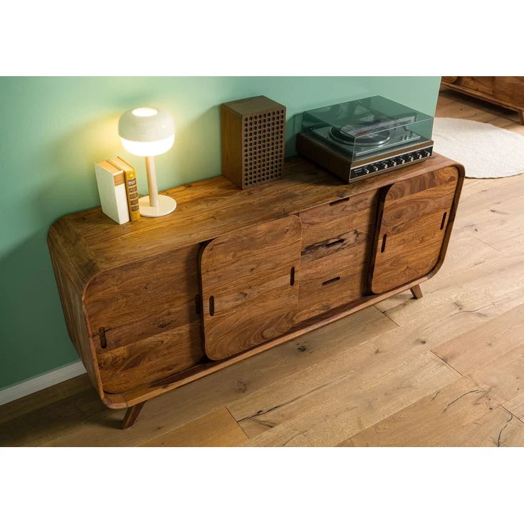 Sideboard Sheesham 173 x 40 x 75 hellbraun lackiert MAILAND #102 – Bild 2