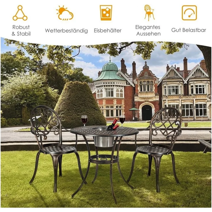 COSTWAY Balkonset, (3-tlg), Bistro-Set mit abnehmbarem Eiskübel – Bild 2