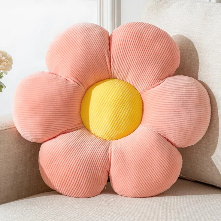1 Stück – Blumenkissen in Blütenform, Plüsch, 40 cm, weiches Bodenkissen, Rosa