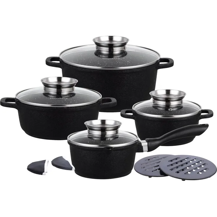 Klausberg Klausberg Set mit 4 Granittöpfen 1,3 l, 1,3 l, 2,3 l, 4,5 l, 12 Elementen Crack Design KB7360