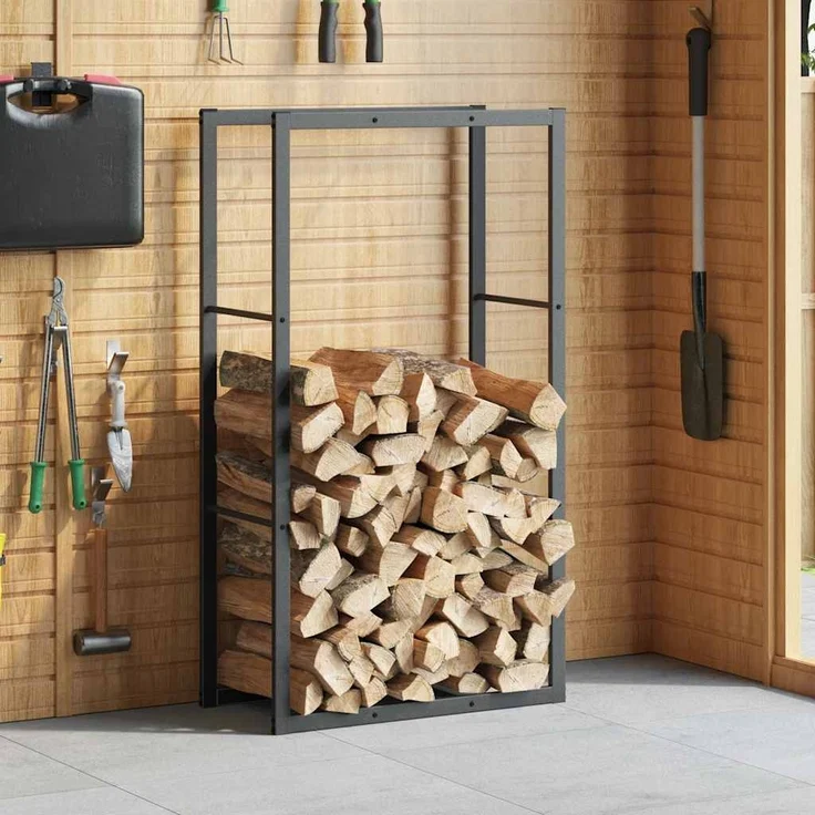 vidaXL Brennholzregal Schwarz 110x30x61 cm Stahl 4018466 – Bild 2
