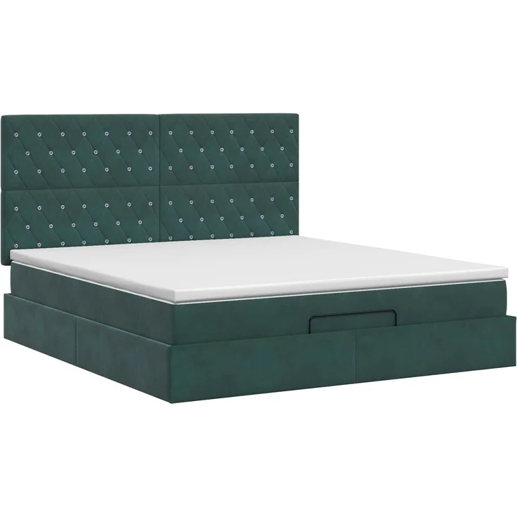 vidaXL Ottoman Bett mit Matratze Dunkelgrün 180 x 200 cm Samt 3457668 – Bild 8