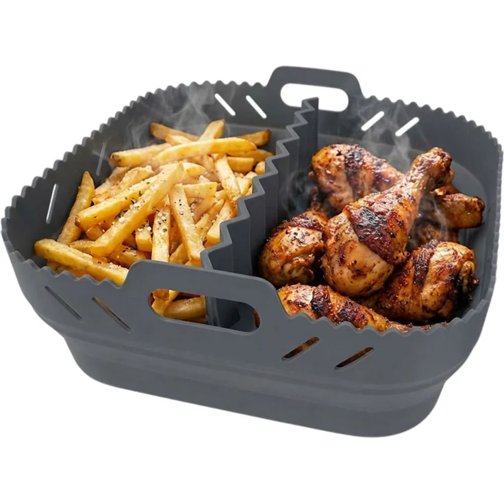GOURMETmaxx Silikonform 21x21x8 cm mit Trennwand faltbar hitzebeständig bis 230°C Backform 6 Stück – Bild 5
