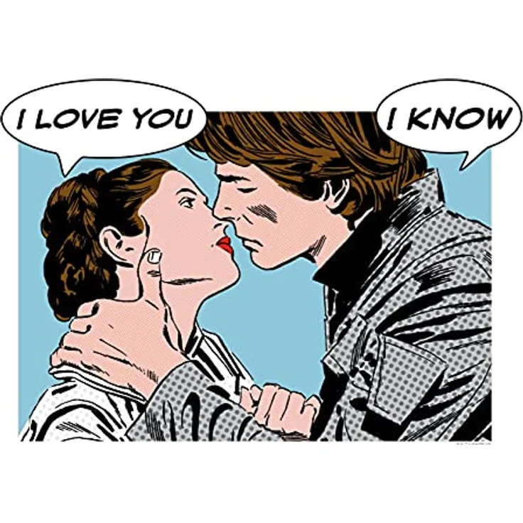 Komar Wandbild Star Wars Classic Comic Quote Leia Han, Kunstdruck ohne Rahmen, 40 x 30 cm, fotorealistischer Druck auf Premium-Poster Fotopapier, für Kinderzimmer und Jugendzimmer