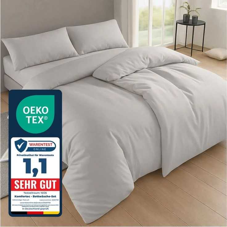 Komfortec Bettwäsche Premium, 135 x 200 bis 220 x 240 cm, 6 verschiedene Größen zur Auswahl, gebürstet 100% Mikrofaser, 4 teilig, Superweiches Bettwäsche-Set, Knitterfrei, Atmungsaktiv – Bild 1