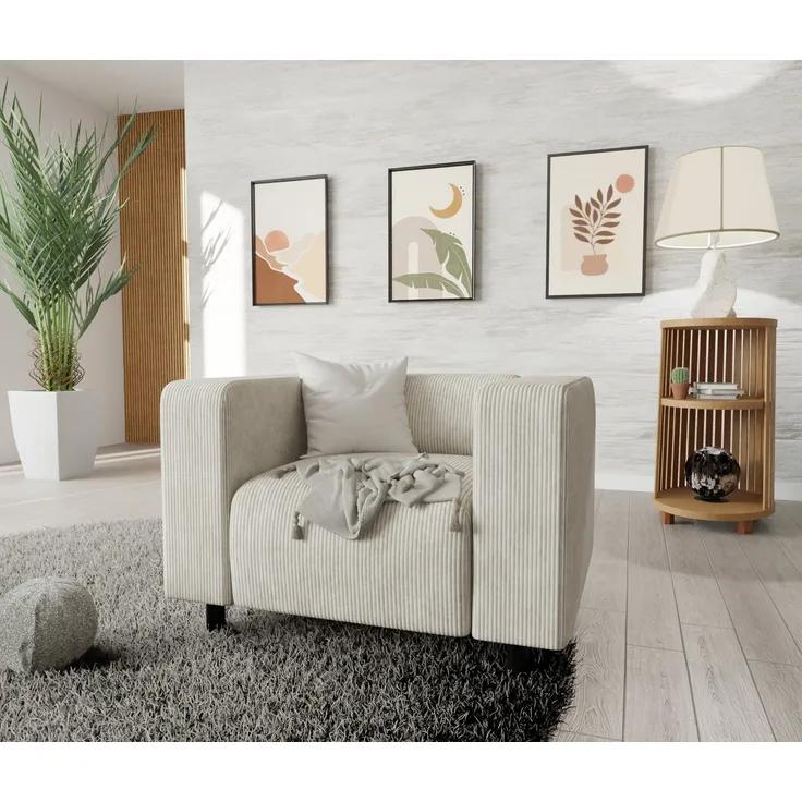 S-Style Möbel Sessel Gustav aus Cord-Stoff mit bequemem Sitz (Sessel x 1), mit Wellenfederung
