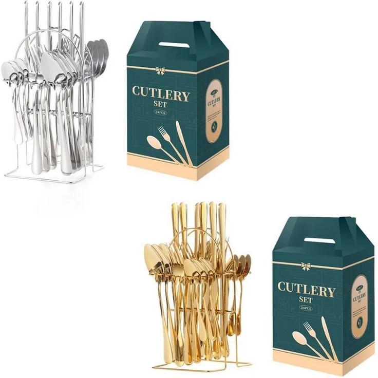 Besteckset 24-tlg Edelstahl für 6 Personen, Color Box Gold – Bild 1