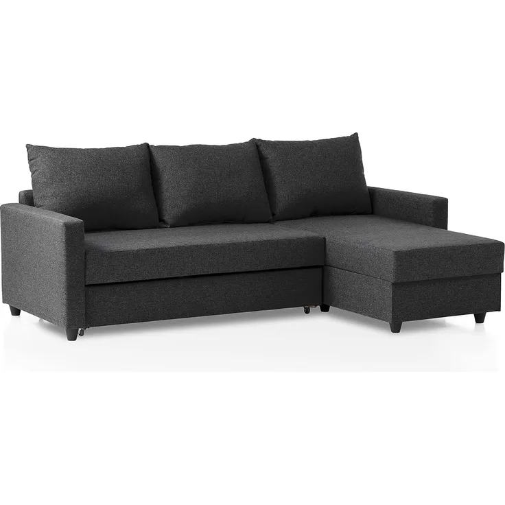Traumnacht Schlafsofa Belfort, Ecksofa, Sofagarnitur in L-Form mit Schlaffunktion und Stauraum in der Ottomane, produziert nach deutschem Qualitätsstandard, anthrazit, 227 x 153 x 66 cm