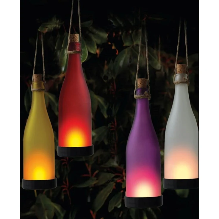 Solar-Leuchte Glasflasche, LED, 4 Farben mit Ein- / Ausschalter, im Bildkarton – Bild 1