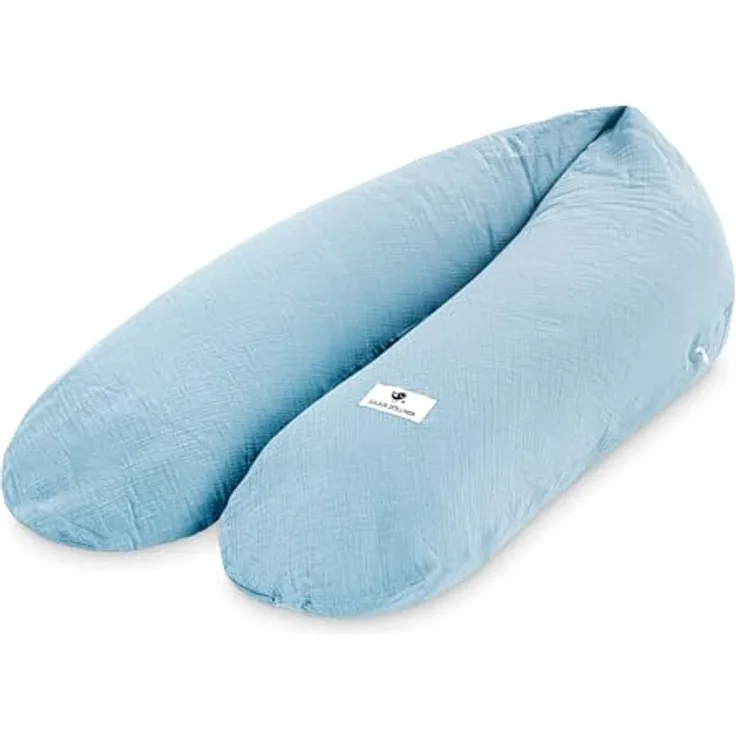 Julius Zöllner Stillkissen Mikroperlen-Füllung, 190 cm, Bezug aus 100% Baumwollmusselin, Denim, schadstoffgeprüft