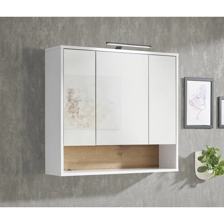 Badezimmerspiegelschrank >Liguria< in Weiß / Evoke Eiche Dekor - 80x72x21cm (BxHxT) – Bild 5