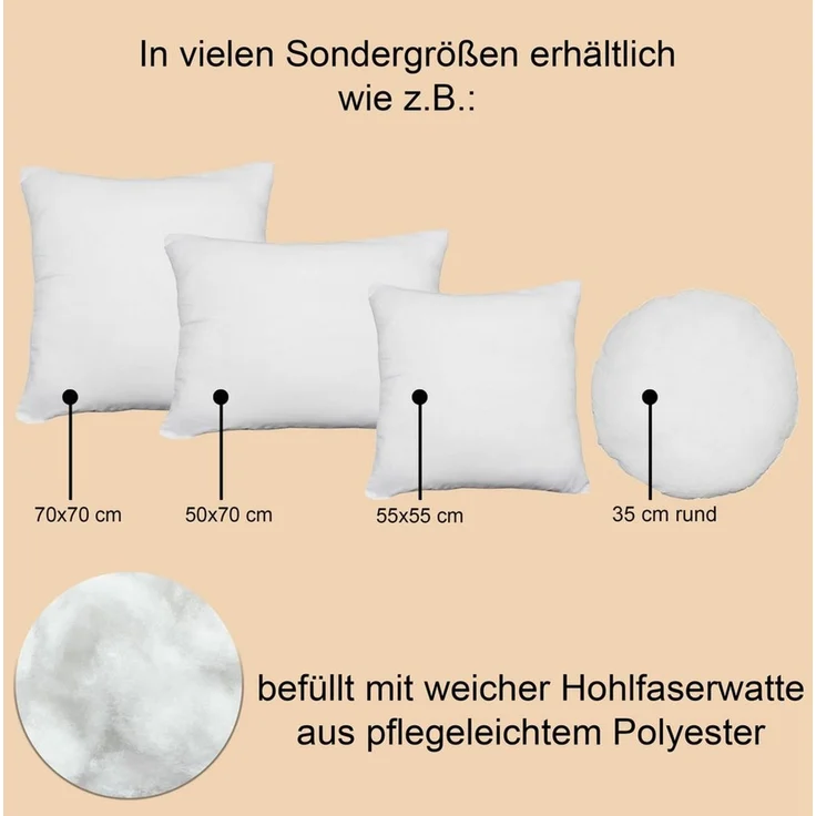 Haus und Deko Kopfkissen Kopfkissen Füllkissen Kissenfüllung weiß Dekokissen Sofakissen Kissen, Bezug: Lustrasil Vlies, seitenschläfer,rückenschläfer,bauchschläfer – Bild 2