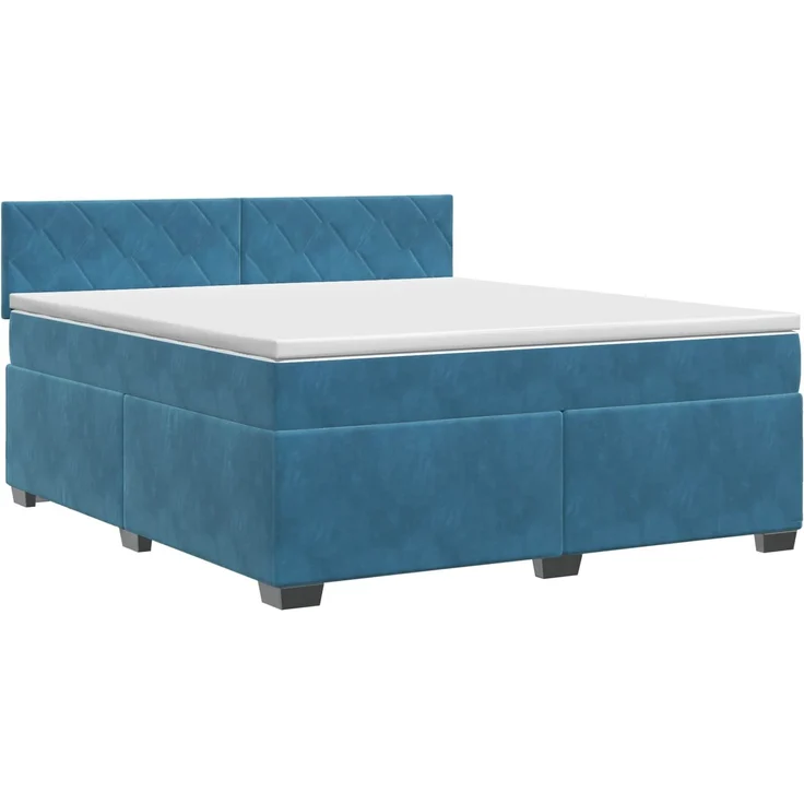 vidaXL Boxspringbett mit Matratze Dunkelblau 160 x 200 cm Samt 3450756 – Bild 2