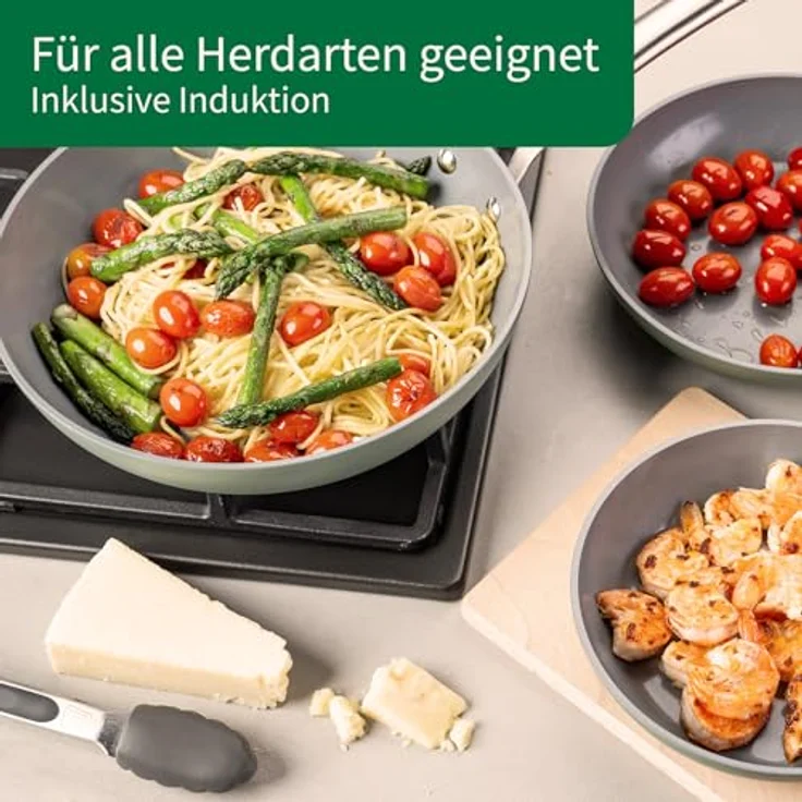 Chefkoch trifft Fackelmann Keramik-Bratpfanne Stuttgart, Antihaft-Pfanne mit Greblon CK2 Beschichtung, 100% recyceltes Aluminium, Edelstahlgriff – Bild 4