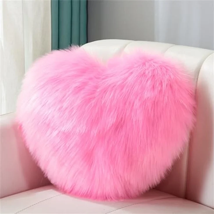 Herzkissen Doppelseitiger Flausch Superweiches Plüsch Dekokissen Love Zierkissen Herz Dekoratives Kissen für Wohnzimmer Sofa Kind Schlafzimmer Bett (Traubenviolett,40x50 cm) – Bild 5
