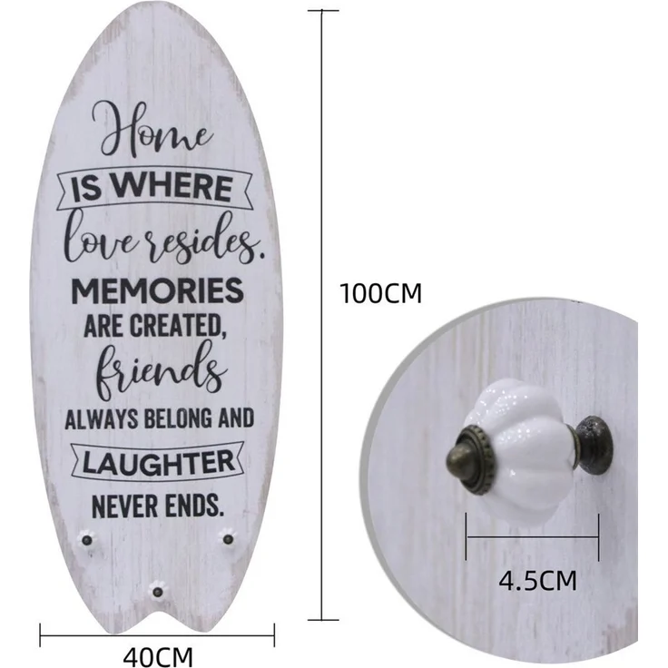 100 cm Plankenschild Surfboard mit Kleiderhaken Holzbild Surfbrett Wandbild Home – Bild 6