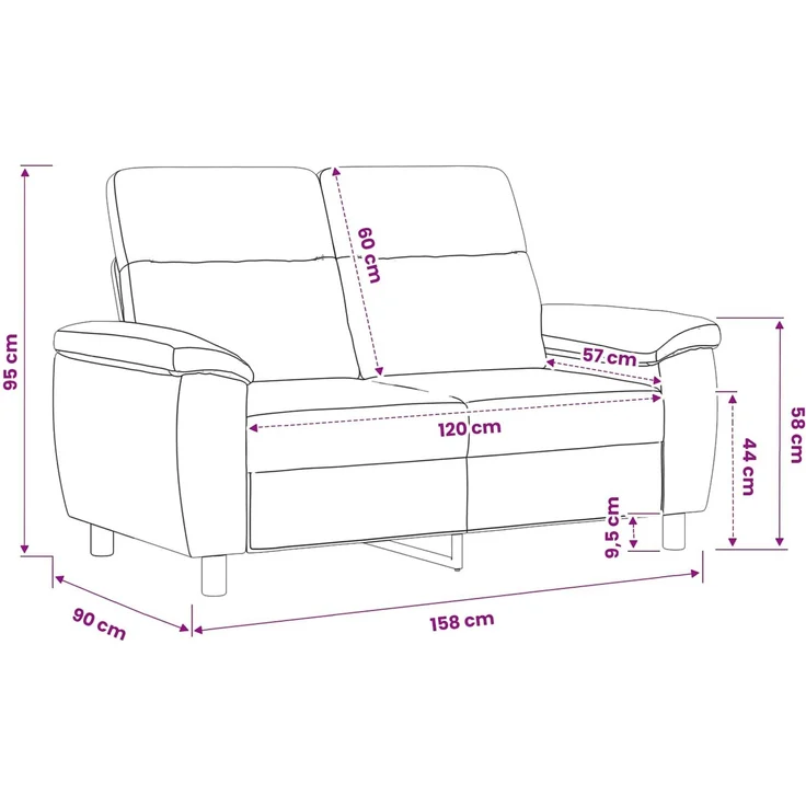 vidaXL Sofa Braun 158 x 90 x 95 cm Stoff 42040932 – Bild 9