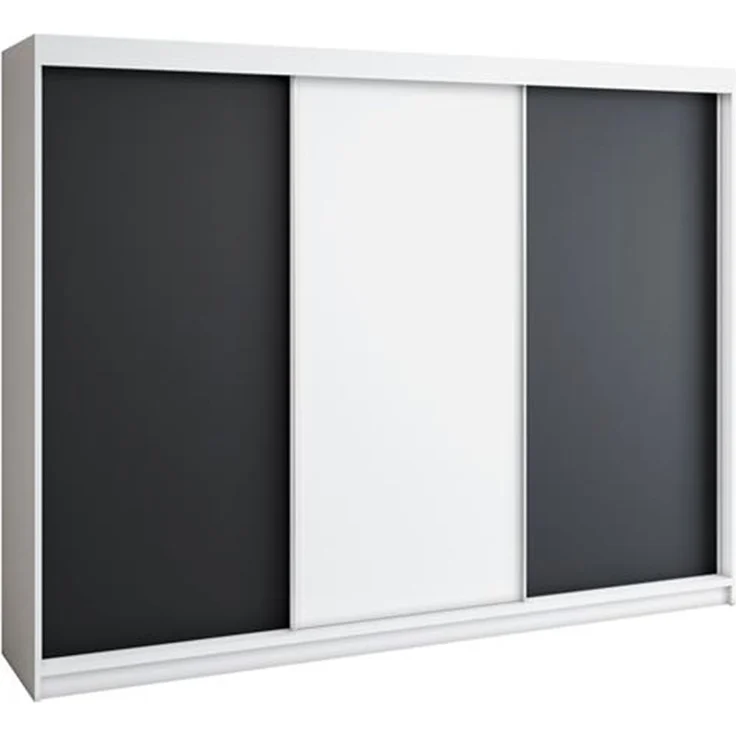 Schwebetürenschrank MERO 3-türig Schrank 200 cm Farbe: Weiß , schwarz