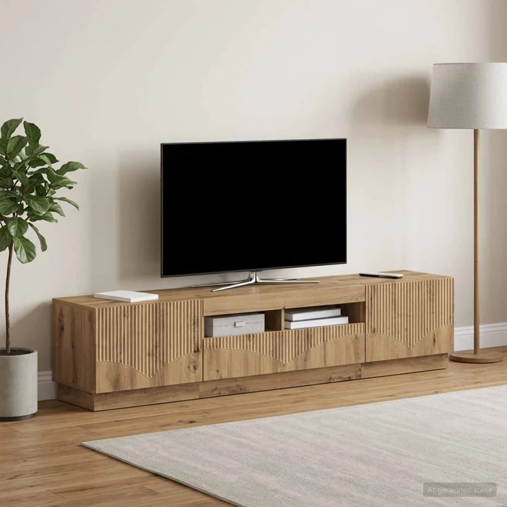 vidaXL LED-TV-Schrank HOORN 3 stk. Artisan-Eiche Holzwerkstoff 3416852 – Bild 3