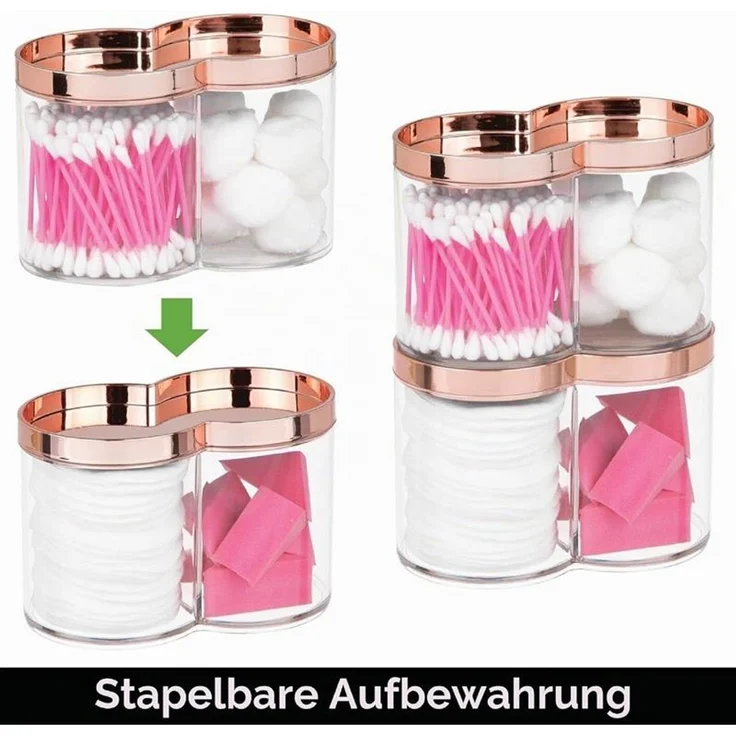 mDesign 2er-Set Kosmetik Organizer Wattepad Spender Aufbewahrung Ablage Roségold – Bild 5