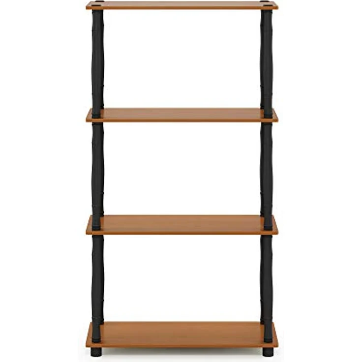 Furinno 4-Ebenen Mehrzweck-Regal mit klassischen Röhren, holz, Helle Kirsche/Schwarz, 29. 46x59. 94x109. 86 cm – Bild 7