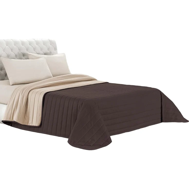 Italian Bed Linen Elegant Sommer Steppdecke braun/creme, 100% Mikrofaser, 260x270 cm – Bild 1
