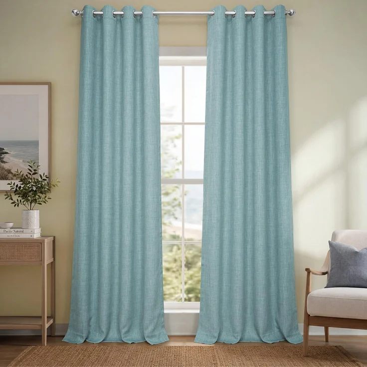 HPD Half Price Drapes Leinenvorhänge mit Ösen, 213 cm lang, Raumverdunkelungsvorhänge für Schlafzimmer und Wohnzimmer (1 Panel), 127x213 cm, Meeresdistel