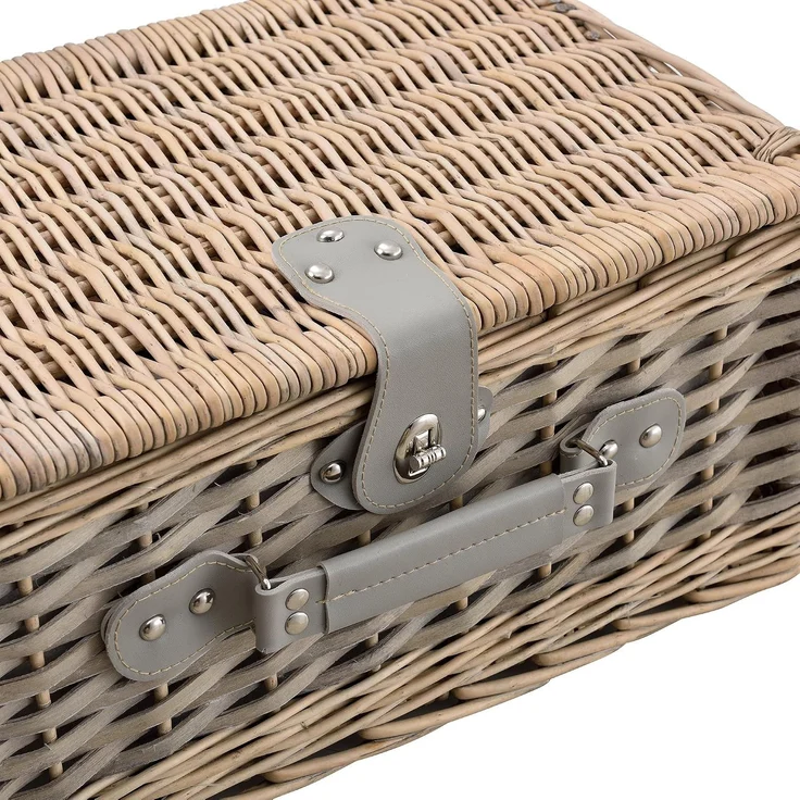 Picknickkorb mit Besteck-Set für 4 Personen Blau/Weiß casa. pro – Bild 3