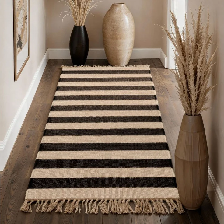 HANSE Home Teppich Playa, rechteckig, Höhe: 6 mm, Jute, Handgemacht, Naturteppich, Wohnzimmer, Läufer, Fransen – Bild 5