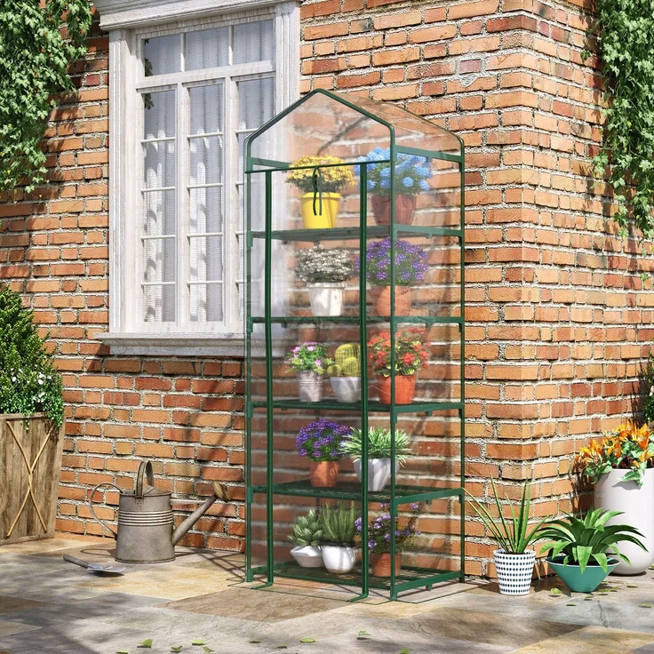 MELAYR, Gewächshaus für den Außenbereich mit 5-stufigen Regalen, 69 x 49 x 193 cm, Transparent – Bild 3