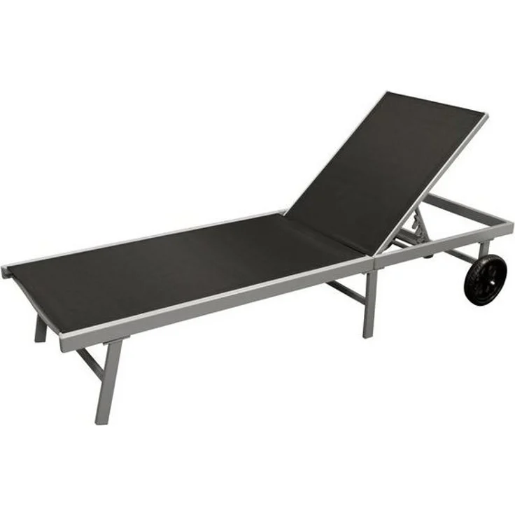 Rollenliege OSTIA, Aluminium silber + Textilgewebe schwarz, 200cm – Bild 4