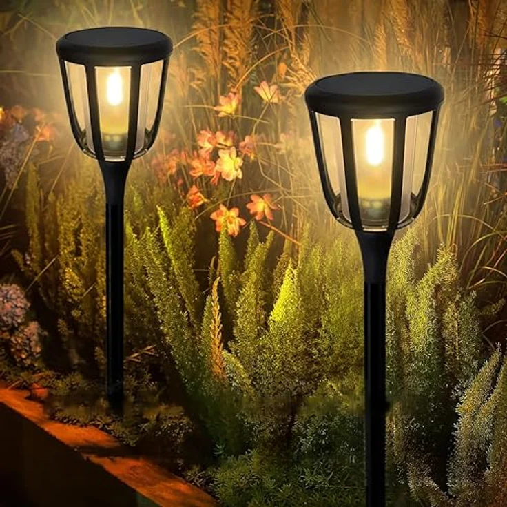BOLD 2er Set LED Solarfackel mit Flammeneffekt - Garten Fackel Metall 149cm – Bild 3