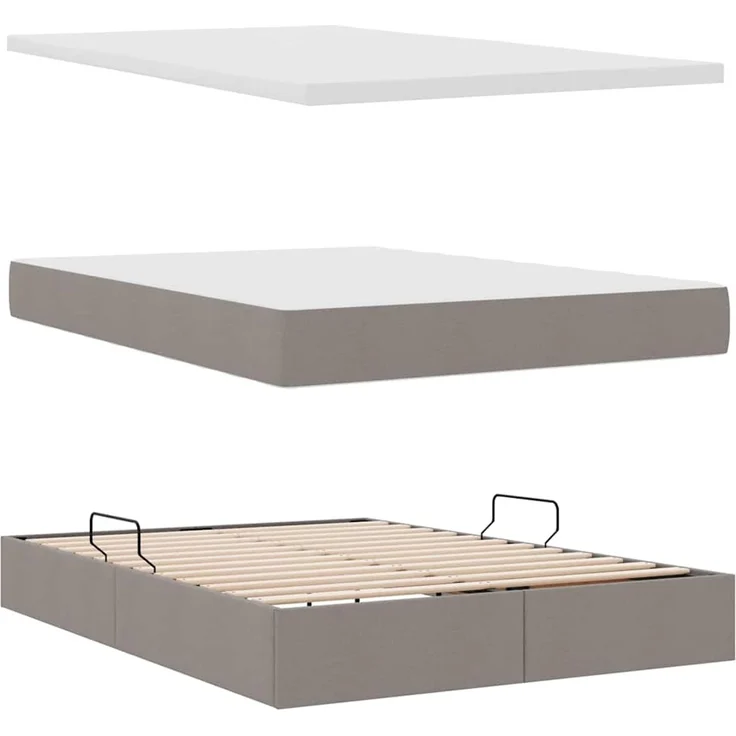 vidaXL LED-Speicherbett mit Matratze Taupe 140 x 200 cm Stoff 3372360 – Bild 9