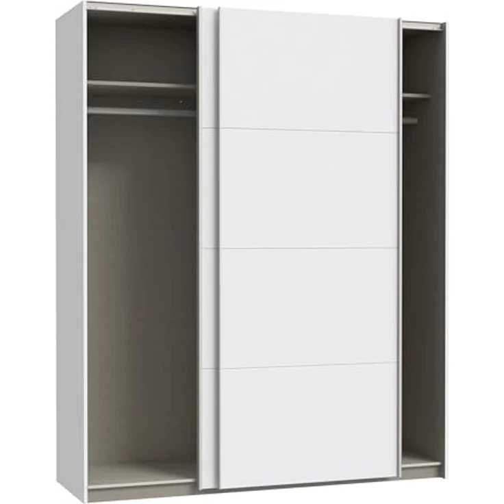 Forte Schach & MATT 2 weißer Kleiderschrank 170 180, moderner Schwebetürenschrank, 2-türig, Holzwerkstoff, Weiß Matt, 170,3 cm breit x 210,5 cm hoch x 61,2 cm tief – Bild 6