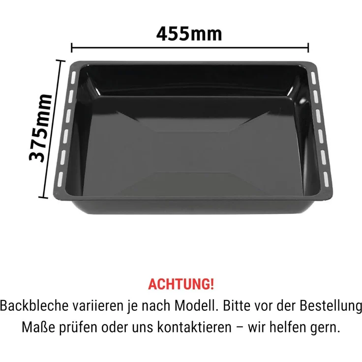 ICQN Backblech 455 x 375 mm Set, 30 und 60 mm Extra Tiefe mit Gitter, Emailliert, (Set, 3-St, 455x30 und 455x60 mm set mit Backofenrost), Passend für Bosch, Siemens, Neff, Constructa, Flavel, Fettpfanne – Bild 2