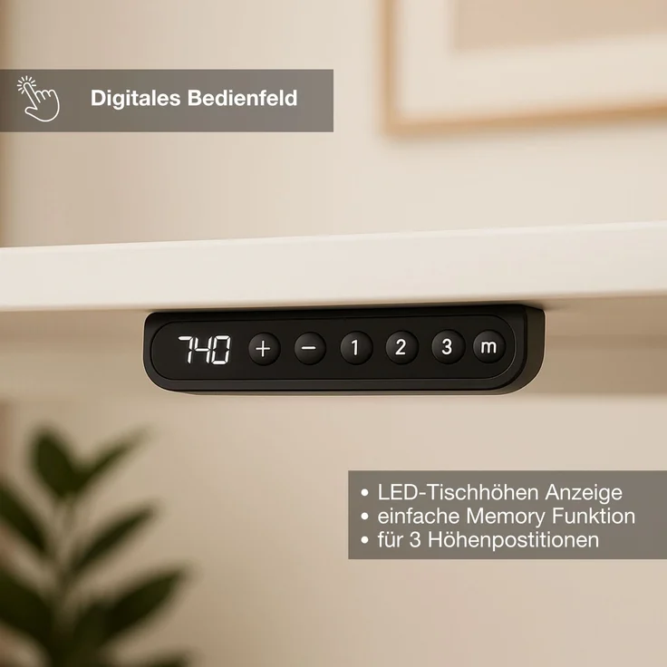 ASSMANN Elektrisch höhenverstellbarer Schreibtisch Y-Line Curved 120x70cm Eiche Natura Signalweiß Metall Holz – Bild 4