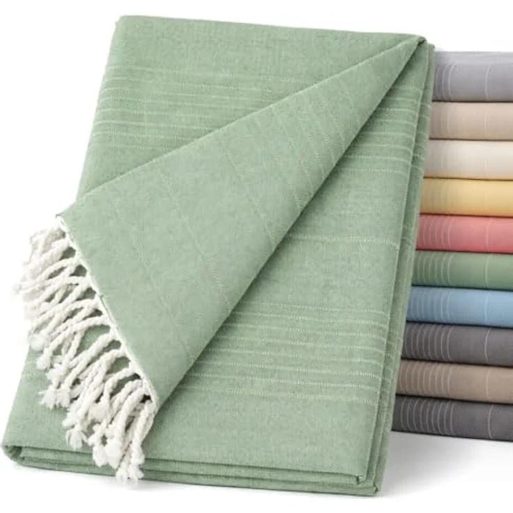 ECOMMERC3 Mehrzweck-Tagesdecke, 100% Baumwolle, Größe 300 x 260 cm, Grün, für Sofa und Bett – Bild 1