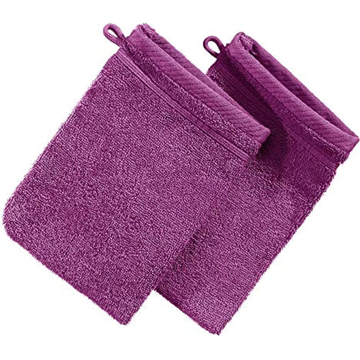 Erwin Müller Waschhandschuh Waschhandschuh "Heidelberg" 2er-Pack, Frottier (2-St), Walk-Frottier Uni, Fuchsia – Bild 2