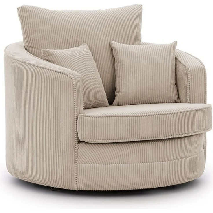 S-Style Möbel Drehsessel Ted Love Seat XXL 360 Grad drehbar aus Cord-Stoff, mit Wellenfederung – Bild 4