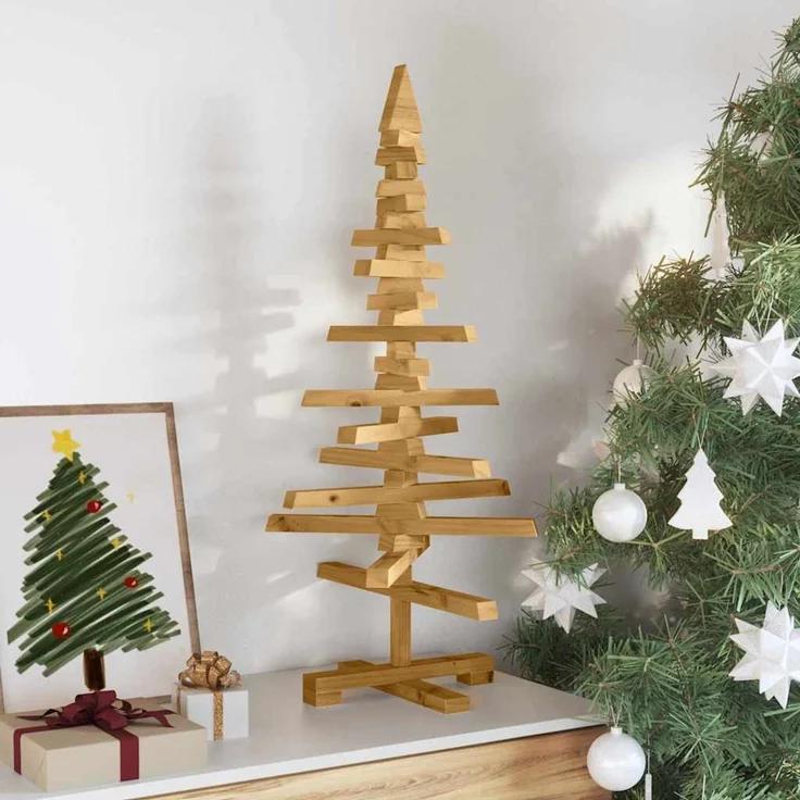 vidaXL Holz Weihnachtsbaum KOTKA 90 cm Massives Kiefernholz 42016698 – Bild 3