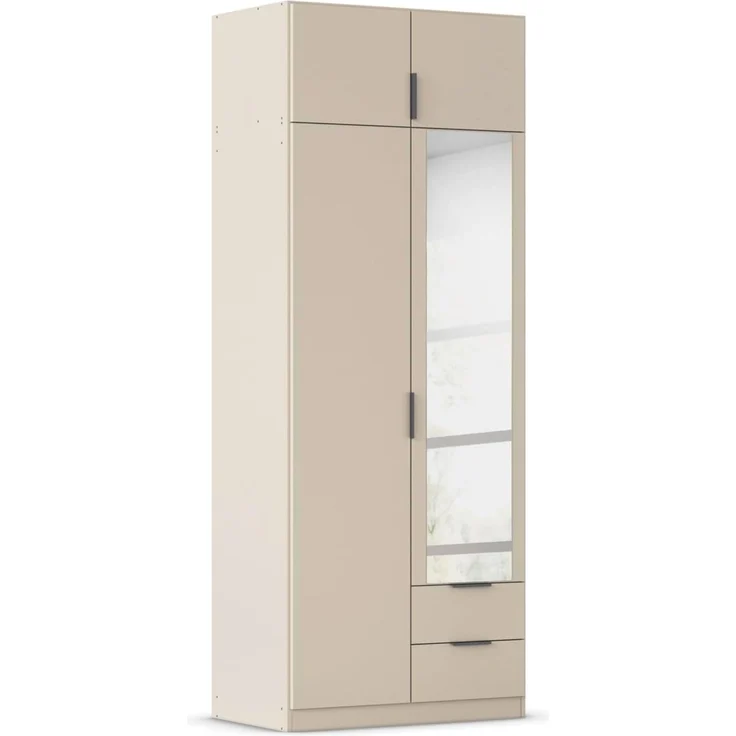 Rauch Möbel Lagoa, Kleiderschrank, Garderobe für Schlafzimmer, Kinderzimmer, Jugendzimmer 4-türig, mit Spiegel, 2 Schubladen, Farbe Beige, Breite 91 cm – Bild 1