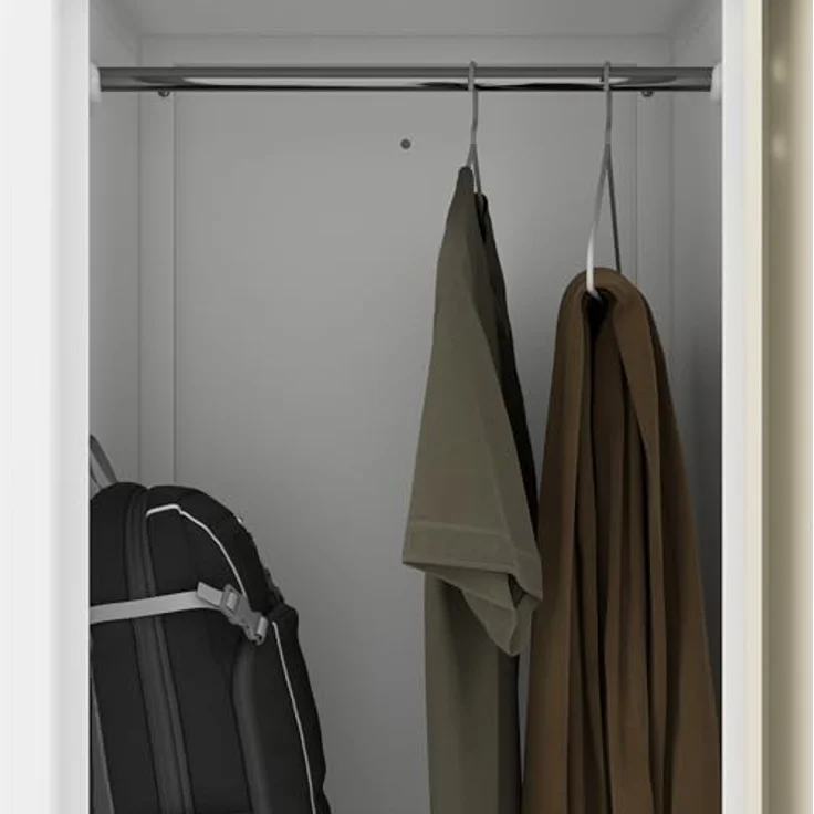 Jan Nowak Umkleideschrank Z02 Spind mit 4 Abteilen Kleiderspind Metallschrank Flügeltür Lüftungsschlitzen Pulverbeschichtung 185 x 80 x 45 cm (Weiß-Holz) – Bild 2